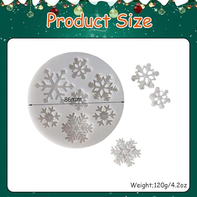 1 Pcs Christmas Chocolate Silicone Molds Snowflake Shape Non-Stick Round Baking Molds for Mini Cake Chocolate Fondant Pudding Jelly Mousse Muffin Top Dessert Making