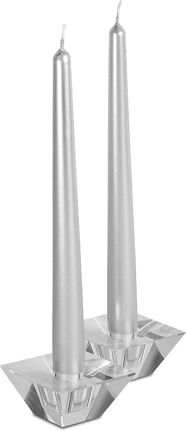 Hyoola 12 Pack Tall Metallic Taper Candles - 10 Inch Silver Metallic, Dripless, Unscented Dinner Candle - Paraffin Wax with Cotton Wicks - Image 8