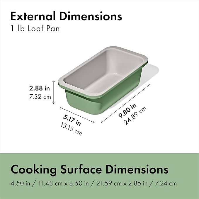 OXO Good Grips Non-Stick Pro Ceramic Coated Metal Bakeware 1 lb Loaf Pan — Basil, Ceramic Baking Tray for Baking Breads, Cakes and Meatloaf - Image 7