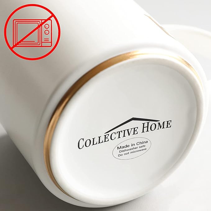 COLLECTIVE HOME - Monogram Ceramic Mugs, 15 oz Golden Initial Coffee Cups, Elegant Alphabet Tea Mugs, Elegant Personalized Mug with Gift Box, Luxurious Cups for Office and Home (j)