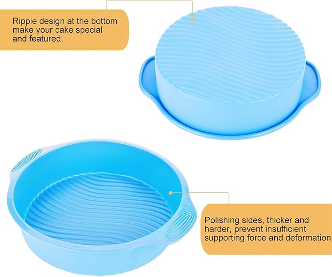 Silicone Cake Mold Round Shape Baking Pan for Oven and Microwave Food Grade Silicone Material in Green Pink Gray Blue 9 Inch Size (Blue) - Image 9