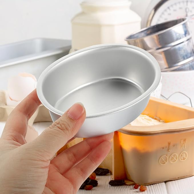 Luxshiny Nonstick Aluminum Alloy Oval Cake Pans Set of 4 4.21X3.26X1.33 Inch Baking Molds for Home Kitchen and Professional Bakery Use - Image 9