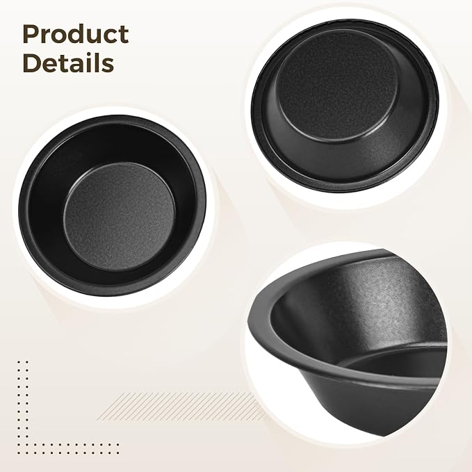 8 Pcs Small Pie Pans, 5 inch Round Cake Pans, Carbon Steel Baking Tins with Rolled Edges, Small Tart Pans for Pies, Quiche, Muffins and Personal Desserts, Non Stick Coating - Image 5