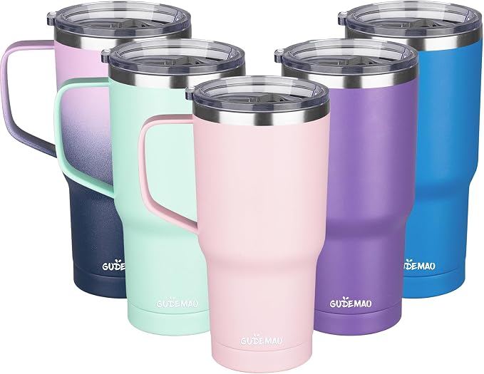 20 oz Insulated Coffee Mug with Ceramic Coating, Stainless Steel Travel Mug Tumbler with Handle Lid and Straw, Double Wall Leak-Proof Coffee Travel Mug Keeps Drink Hot and Cold (Pink) - Image 8