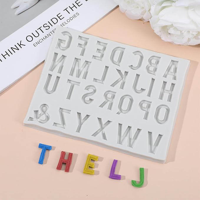 2PCS Silicone Letter Molds Number Molds for Chocolate 26 Capital Letters and 0-9 Numbers Birthday Party Anniversary Valentine's Day Cake Decoration Cupcake Candy Sugar Craft Mousse Cookie