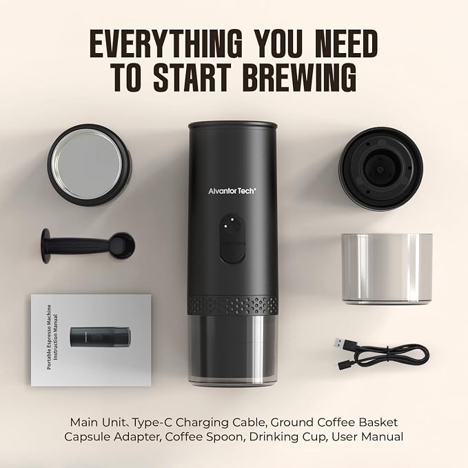 Portable Electric Espresso Machine, Mini Self-Heating Travel Coffee Maker for Ground Coffee & NS Capsules, Ideal for Camping, RV, Hiking & Office - Image 8