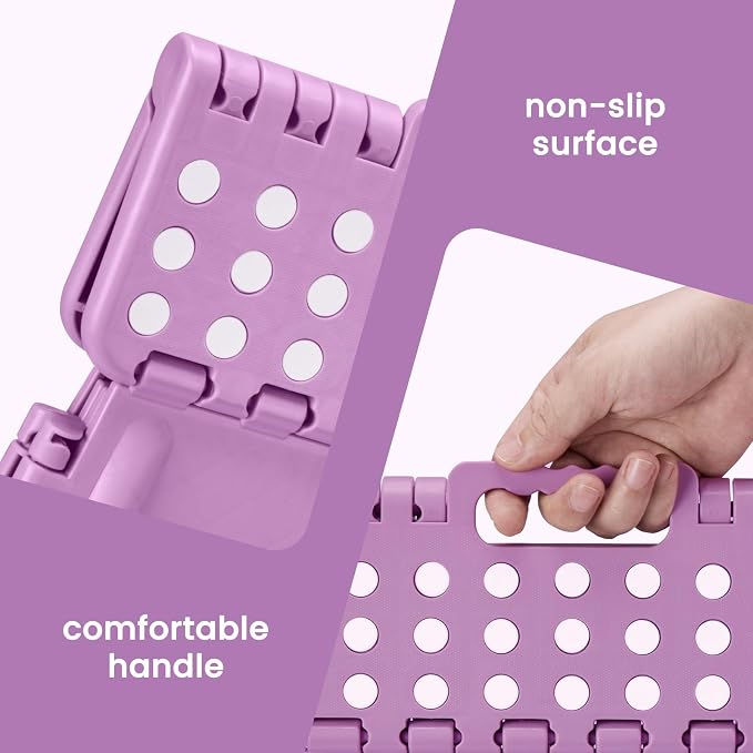 ACSTEP Foldable Step Stool for Adults 13 Inch, 300 lbs, Light Purple | Lightweight Stepping Stool with Handle and Non-Slip Surface, for Reaching Kitchen Cabinets, Bathroom Shelves and Closets - Image 7