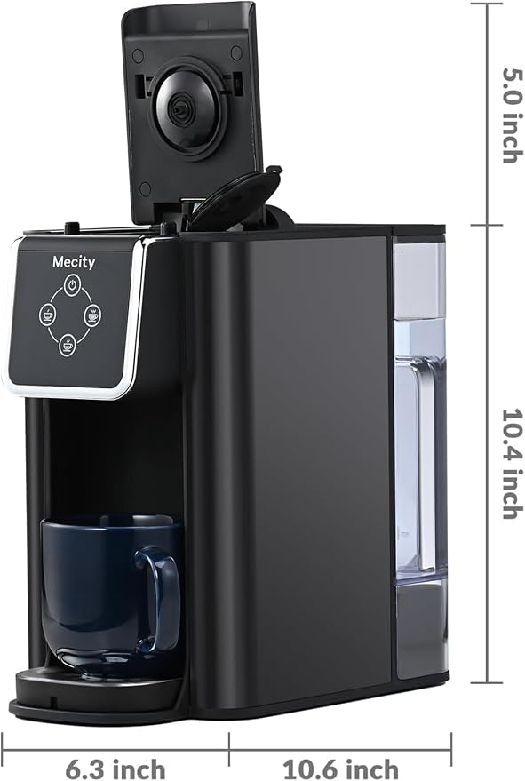 Mecity Coffee Maker 3 in 1 Single Serve Coffee Machine, Compatible with K cup Capsules, Instant Coffee Pot, Tea maker, 6,8,10 Oz Cup, Removable 50 Oz Water Reservoir, 120V 1150W, Dark Grey - Image 7