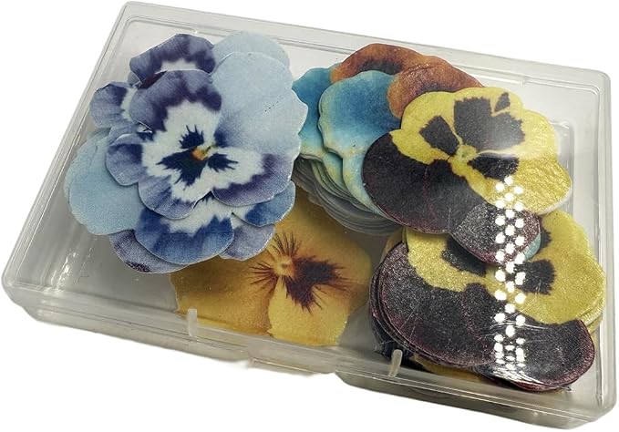 72Pcs Multi‑Color Edible Pansy Flowers for Cake Decorating – Realistic Sugar Pansies, Cupcake Toppers, Birthday & Wedding Dessert Decorations – Fully Edible, Handcrafted Style - Image 7