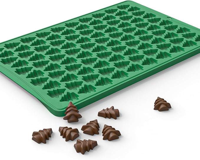 Christmas Silicone Molds 100-Cavities 3D Xmas Tree Chocolate Mold Christmas Theme Chocolate Candy Moulds Homemade Cute Chocolate Mold for Winter Party Candy Pudding Jelly Making