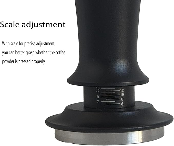 53mm Espresso Tamper, Premium Barista Coffee Tamper with Calibrated Spring, Stainless Steel Base, for Breville Series 54mm Portafilter Basket, Adjustable Depth, Espresso Manual Tamper (Black)