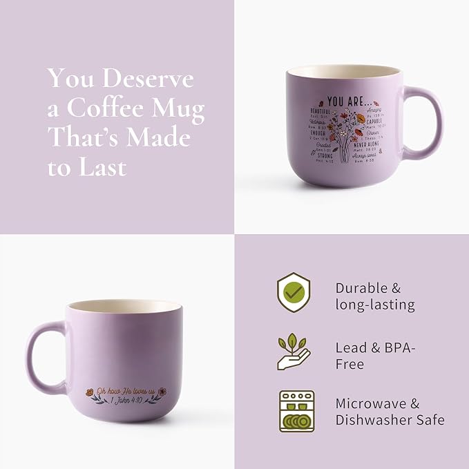 Christian Gifts – Bible Verse Ceramic Coffee Mug 14oz, Wildflower Faith Mug, Dishwasher & Microwave Safe, Inspirational Gift for Friends & Women - Image 4