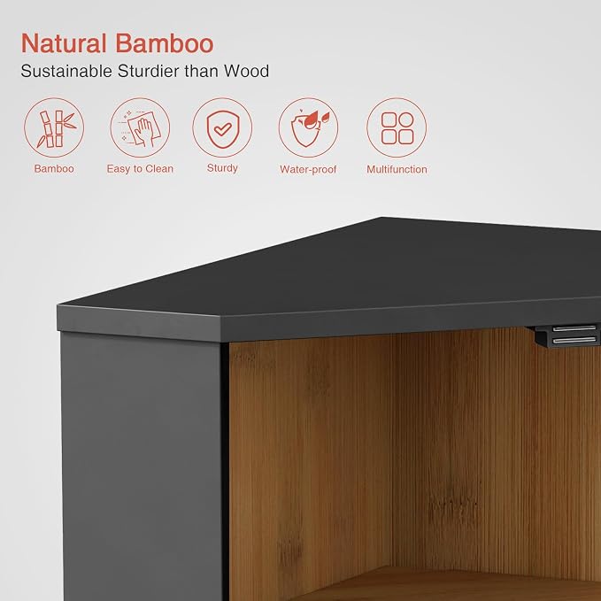 Goozii Corner Bread Box for Kitchen Countertop, Black Bread Storage Container for Homemade Bread, Two Layer Breadbox under Cabinet Mount, Large Bread Holder for Kitchen Counter, Pantry Shelf - Image 7