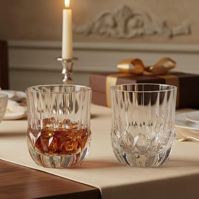 Luxury Italian Restaurant Crystal Double Rocks Glass, 2-Piece Gift Box Set - Image 9