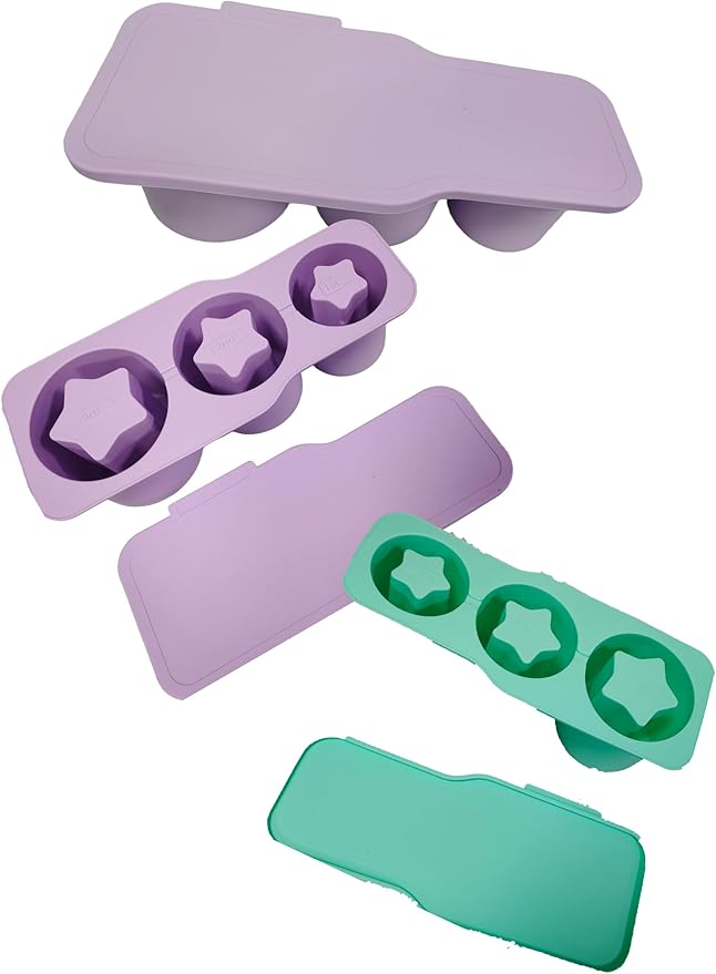 Ice Cube Tray for Stanley Cup, Silicone Ice Cube Tray Star Mold with Lid, Fits 20/30/40 oz Tumblers, Whiskey Glasses, Popsicle Mold, Reusable, Dishwasher Safe (Purple), Regular, ICT001