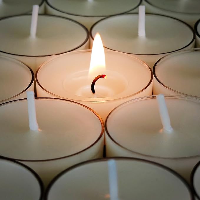 36PCS Pure Beeswax Tealight Candles, Natural Scent, Clear Cup,White