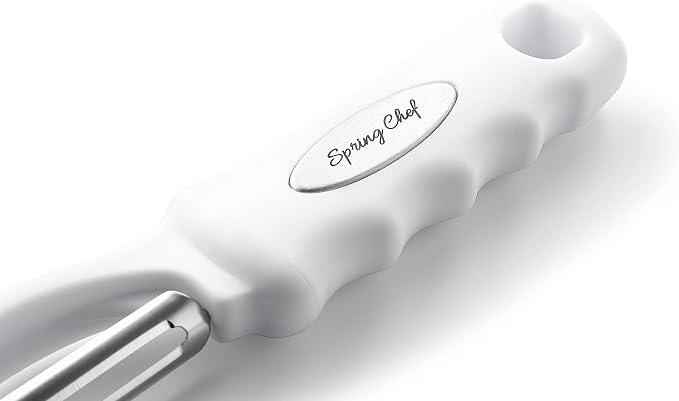Spring Chef Swivel Potato Peeler for Kitchen with Ergonomic Handle, White | Premium Vegetable Peeler w/ Sharp Stainless Steel Blades, Multifunctional Food Peeler for Apple, Carrot, Cucumber, Fruit - Image 9
