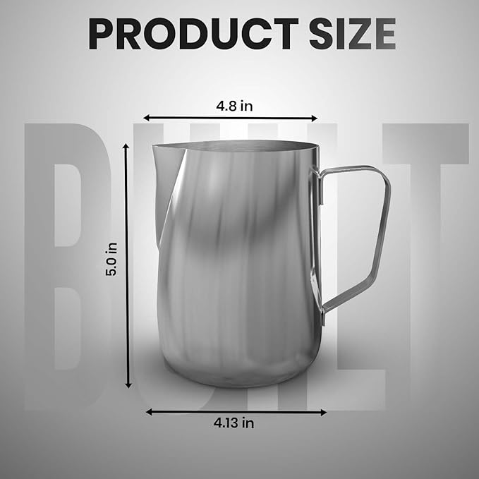 Rattleware 32 oz Macchiato Milk Frothing Pitcher Premium Stainless Steel Latte Art Pitcher with Drip Resistant Spout and Comfortable Handle for Home Cafe Barista Restaurant and Commercial Espresso Use