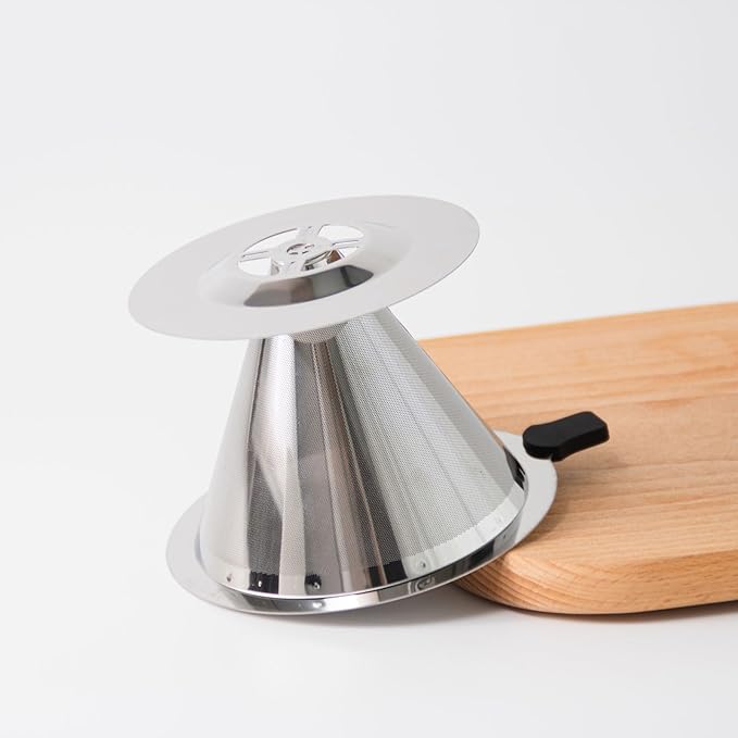 Pour Over Coffee Dripper, 18/8 Stainless Steel Coffee Filter V60 Cone Fine Mesh for 1-2 Cup, Paperless Pour Over Reusable Filter Coffee Maker