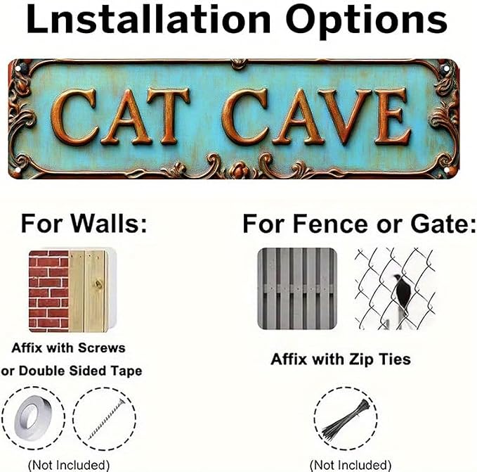 Bar Sign Bar Gifts Vintage Metal Wall Decor Sign"CAT CAVE" Street Sign Funny Man Cave Decor Accessories for Home, Bar, Bathroom, Bedroom Unique Retro Tin Signs for Outdoor 4 X 16 inches - Image 5