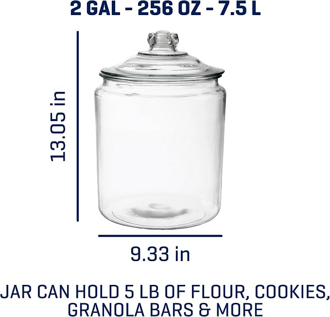 Anchor Hocking Heritage Hill Glass Jar with Lid, 2 Gallon Capacity, with 2 Chalkboard Labels and Chalk - Image 7