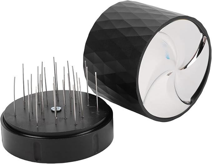 58mm Coffee Distributor Tamper - Gravity Distribution Tool & Coffee Leveler, with Stainless Steel Base & Wooden Lid