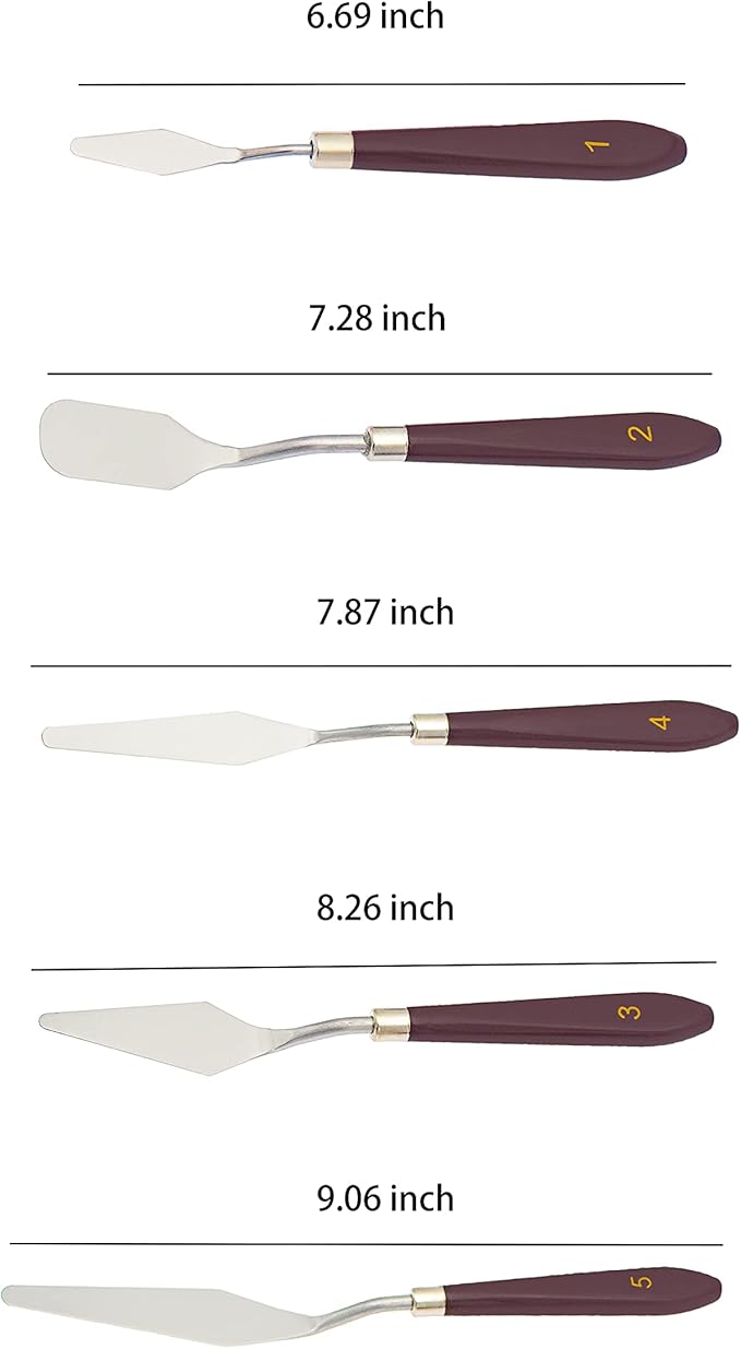 XINYIDAO Cake cream spatula 5 pieces, stainless steel cake spatula Baking pastry tools Art painting tools palette cake decorating knife, 11.8x5