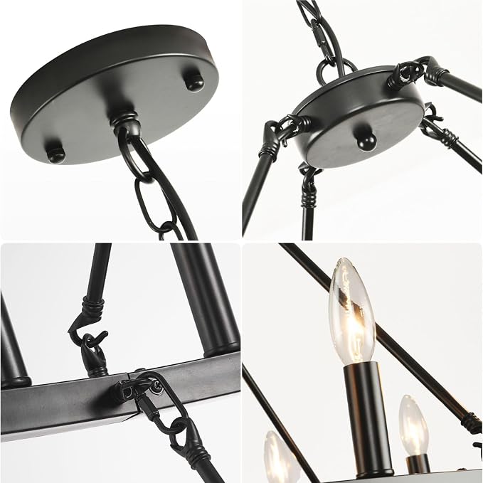 60 Inch Black Wagon Wheel Chandelier, 2 Tier 54-Lights Farmhouse Chandelier for Living Room, Round Rustic Dining Room Light Fixture, Extra Large Foyer Chandeliers for High Ceilings, for Entryway - Image 7