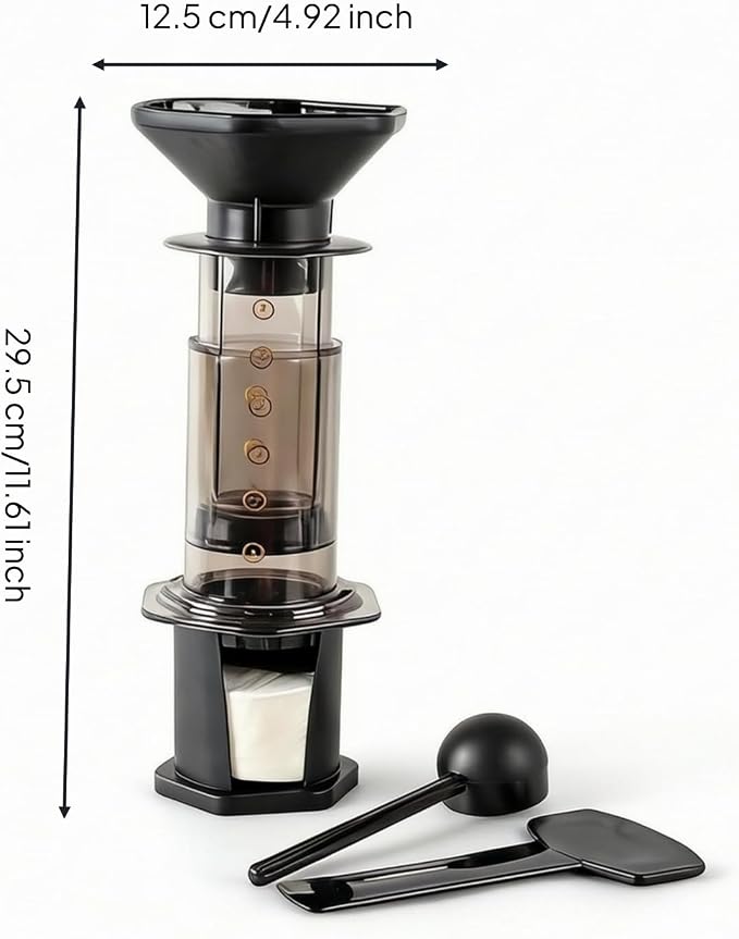 Maker Manual Coffee Brewer Design Transparent Chamber Flat Stand Visual Number Steps Suitable for Domestic Use Home Countertop, Brown - Image 7
