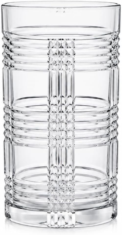 15.5 oz Highball Glasses Set of 4, Modern Ribbed Drinking Glasses, Clear Glass Tumblers for Water, Juice, Cocktails & Iced Tea, Heavy Base, Dishwasher Safe - Image 9