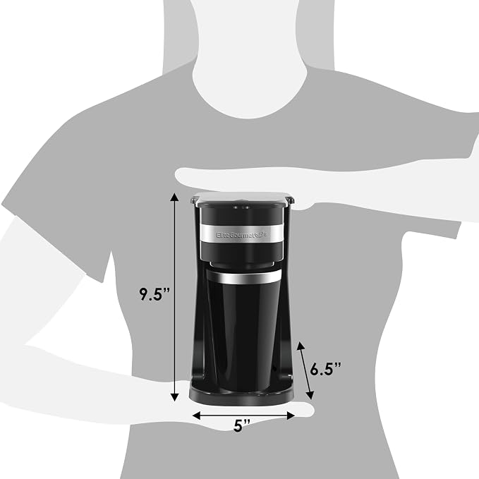 Elite Gourmet EHC111A Personal Single-Serve Compact Coffee Maker, Black - Image 8