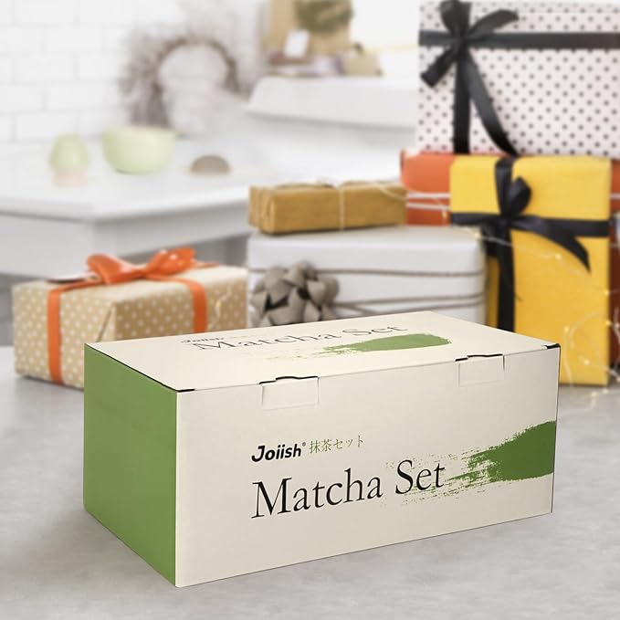Matcha Whisk Set, 10-Pcs Matcha Kit, Bamboo Whisk and Bowl with Spout & Measuring Spoon & Cup, Japanese Tea Making Tools, Complete Matcha Gift Set for Starter, Mottled Green