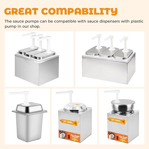 3PCS Sauce Pumps 1.2Oz Pumps Dispensers for Syrup Ketchup Dressing Jam, Plastic Pumps for Condiment Pump Station Nacho Cheese Dispenser Pump