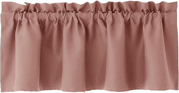 Hiasan Valance Curtains for Kitchen Blackout Thermal Insulated Solid Window Curtain Valance, Dusty Rose, 60 x 18 Inches, 1 Panel - Image 8