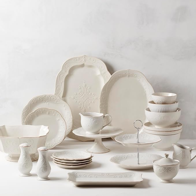 Lenox French Perle White Stoneware Centerpiece Serving Bowl | dishwasher safe, microwave safe | large, for salad or fruit, gift for women, decorative bowl, fruit bowl - Image 3