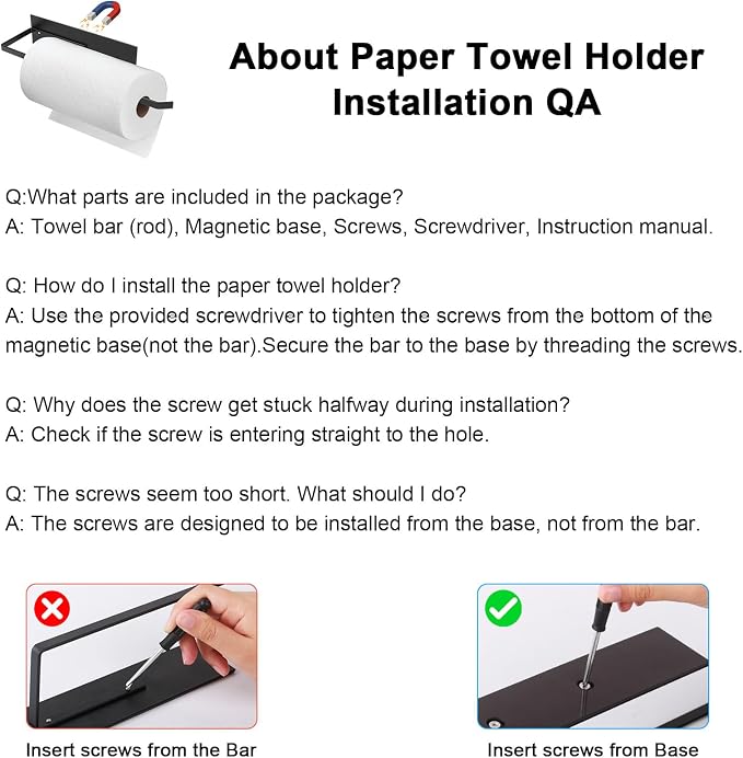 Paper Towel Holder, Magnetic Paper Towel Holder for Fridge, Toilet Paper Roll Holder Magnet Towel Rack Wall Mount Fridge Organizer for Paper Towels Rolls Bathroom Pantry RV Kitchen Storage - Image 8