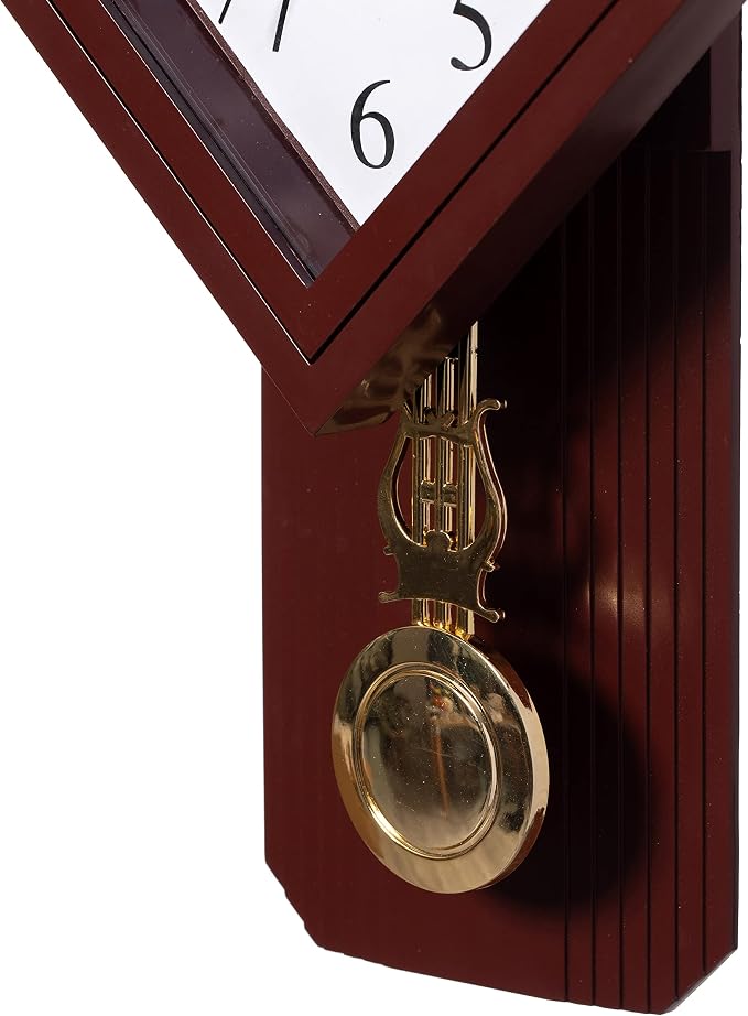 Clockswise Traditional Brown Square Wood- Looking Pendulum Plastic Wall Clock for Living Room, Kitchen, or Dining Room - Image 8