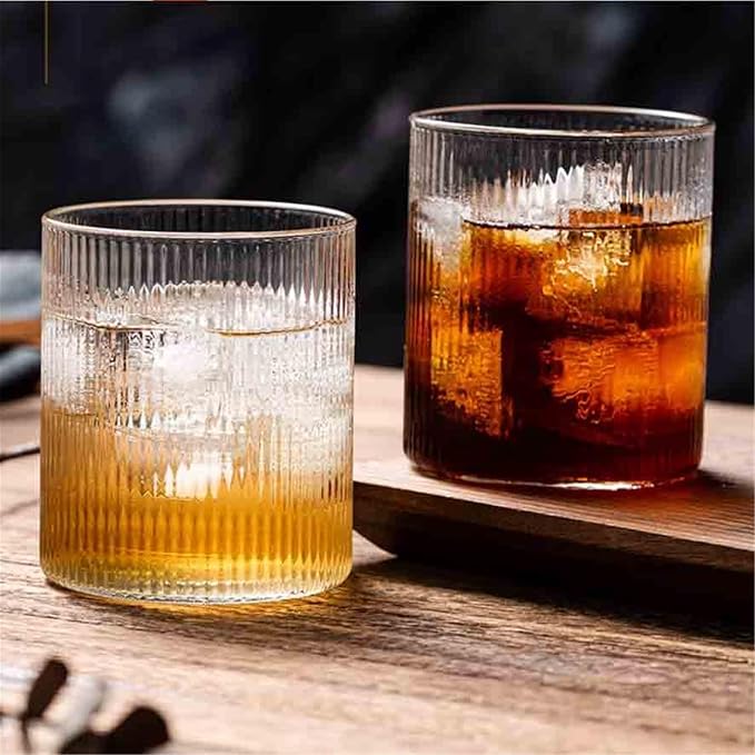 drinking glassware Clear Vertical Striped Glass Tumbler, 260ML - Image 7