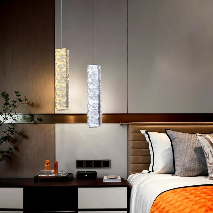 Crystal LED Ceiling Light Chandelier, Modern Semi Flush Mount Lighting Fixture Ceiling Lamp for Living Room, Dining Room, Bedroom, Kitchen Island, Entryway (1 Pendant Light) - Image 9