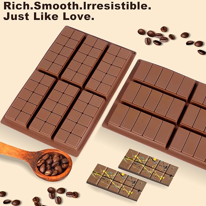Chocolate Molds 3P, Food Grade Chocolate Molds Silicone, Non-Stick Deep Large Chocolate Bar Mold for Dubai Pistachio, Candy, Snacks and Desserts