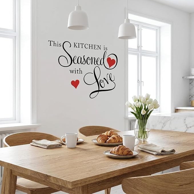 Picniva This Kitchen is Seasoned with Love Wall Decal - 15 x 22 Inch Black Vinyl Quote Sticker for Dining Room, Restaurant, and Farmhouse Decor - Image 9