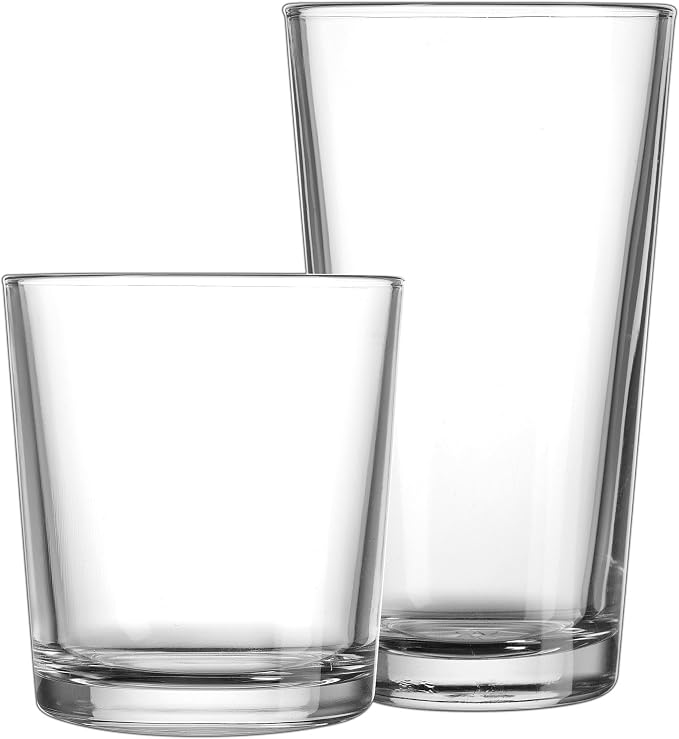 Glaver's Drinking Glasses Set of 12. Glassware set, 6 Highball Glass Cups, 6 Whiskey glasses. Classic Drinkware Set 17 oz Tall Glasses Set and 13 oz Rock Glasses. - Image 9