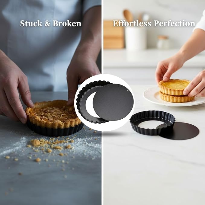6 Pcs Mini Tart Pans with Removable Bottom, 3.9 in Egg Tart Molds Set, Carbon Steel Quiche Pans, Fluted Design for Baking Tart, Pie and Quiche, for Home Baking - Image 6