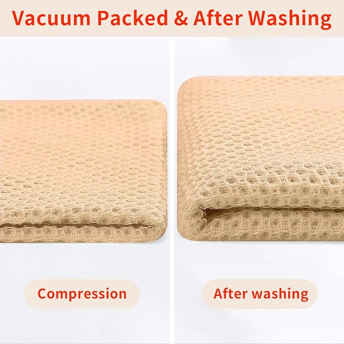 Homaxy 100% Cotton Waffle Weave Kitchen Dish Cloths 12-Pack, Apricot | 12 x 12 Inches, Ultra Soft Absorbent Dish Towels, Quick Drying Dish Rags with Hanging Loop - Image 7