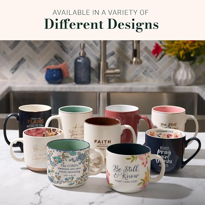 Christian Art Gifts Ceramic Floral Coffee Mug for Women: Strong & Courageous Bible Verse, Encouraging Gift for Women, Novelty Cup, Clay Base, Sturdy Handle, White & Gold, 14 oz. - Image 9