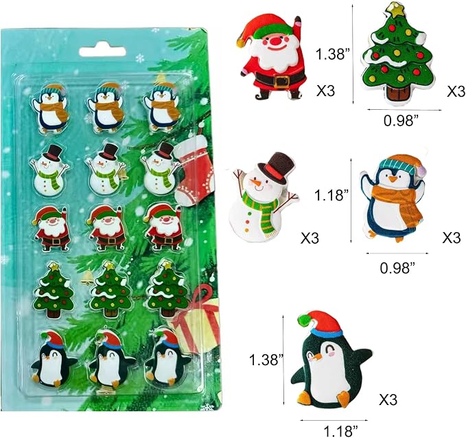 15PCS Christmas Edible Cake Topper Decorations Santa Claus Snowflakes Cupcake Toppers Decorations - Image 5