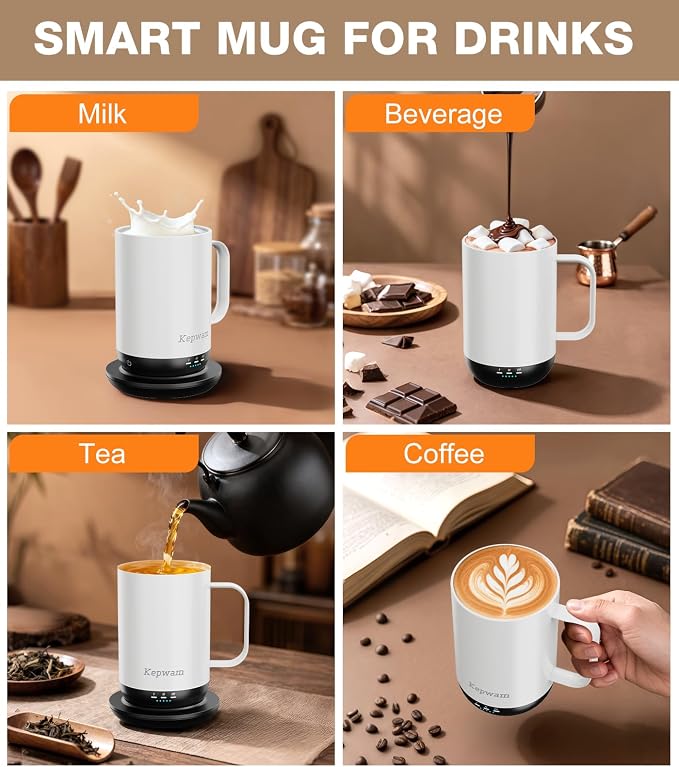 Kepwam Self-Heating Coffee Mug T1, 16oz Rechargeable Heated Coffee Mug, Smart Coffee Warmer Mug with App-Controlled,Advanced Temperature-Controlled Heating Coffee Gifts for Women Men Coffee Lover - Image 9