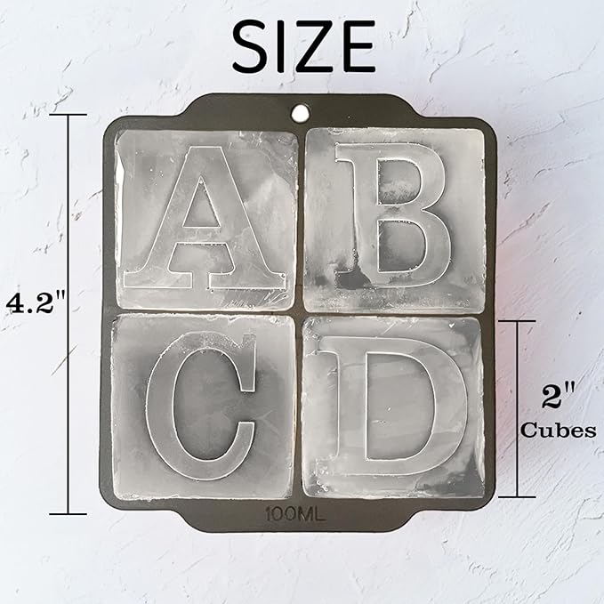 Letter T Monogram Ice Cube Mold Custom Ice Cube Mold 2 Inch Big Initials Silicone Ice Cube Tray Gifts for DAD Gifts for Him