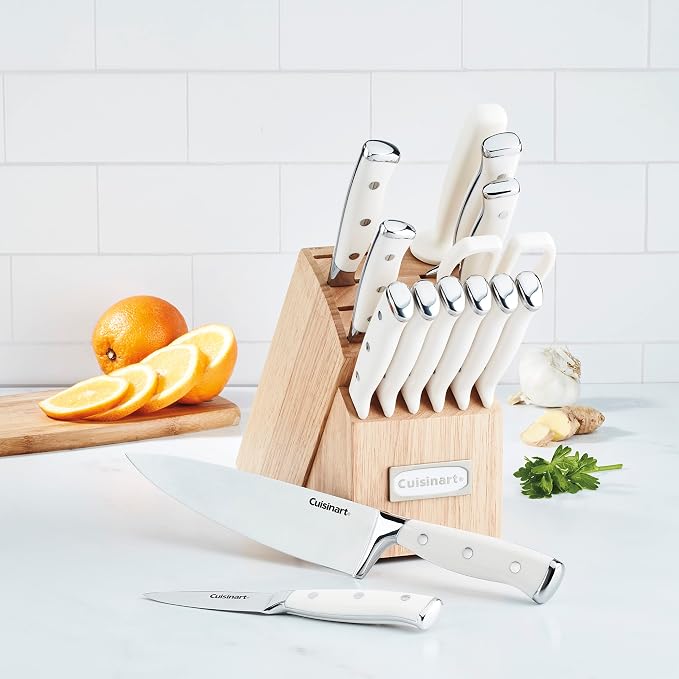Cuisinart 15-Piece Knife Set with Block, High Carbon Stainless Steel, Forged Triple Rivet, Natural C77CTR-15P - Image 4