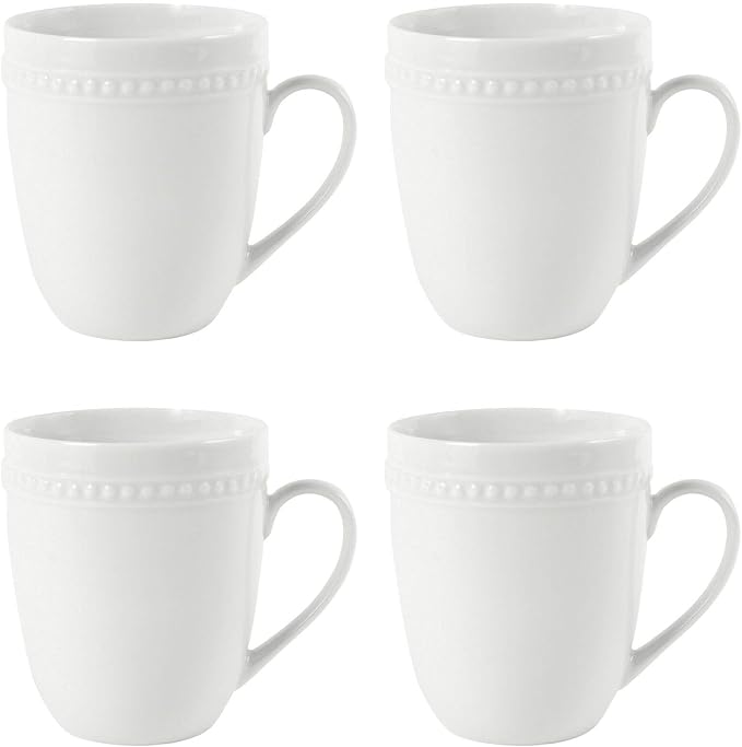Everyday White Beaded Set of 4 Mugs, 14 ounce - Image 8